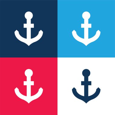 Anchor blue and red four color minimal icon set clipart
