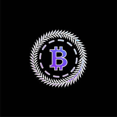 Zeytin Çemberiyle çevrili Bitcoin Mavi Gradyan vektör simgesini bırakır