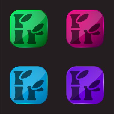 Bambu dört renkli cam düğme simgesi