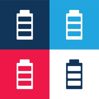 Pil mavi ve kırmızı dört renk minimal simge kümesi