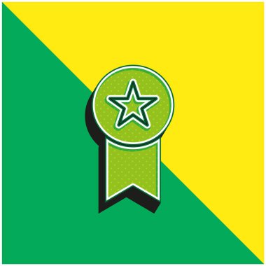 Rozet Yeşil ve Sarı Modern 3D vektör simgesi logosu