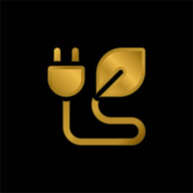 Biyo Enerji altın kaplama metalik simge veya logo vektörü