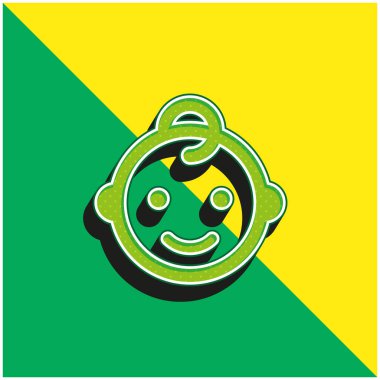 Bebek Yeşil ve Sarı Modern 3D vektör simgesi logosu