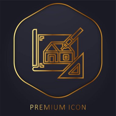 Blueprint golden line premium logo or icon clipart