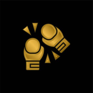 Boks Eldivenleri altın kaplama metalik simge veya logo vektörü