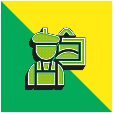 Sanatçı Yeşil ve Sarı Modern 3D vektör simgesi logosu