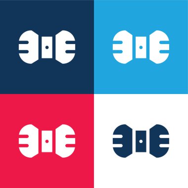 Papyon mavi ve kırmızı dört renk minimal simge seti