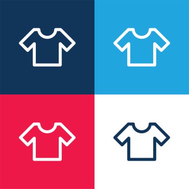 Basic T Shirt blue and red four color minimal icon set clipart