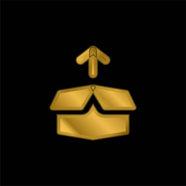 Ok altın kaplamalı metalik simge veya logo vektörü