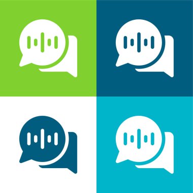 Audio Message Flat four color minimal icon set clipart