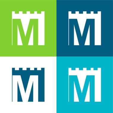 Amsterdam Metro Logosu Düz 4 renk en az simge seti