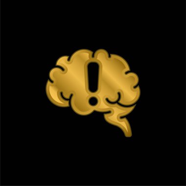Beyin altın kaplamalı metalik simge veya logo vektörü