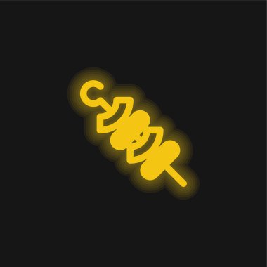 Barbekü sarı parlayan neon simgesi