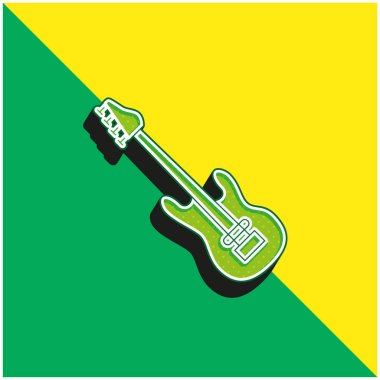 Bas Gitar Yeşil ve Sarı 3D vektör simgesi logosu
