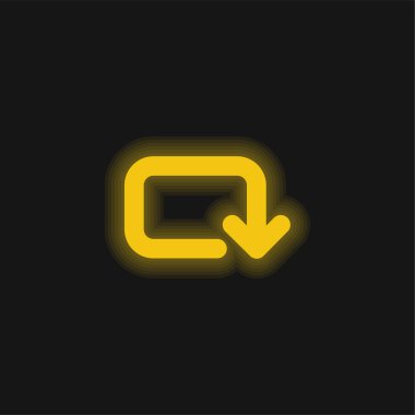 Arrow Of Rounded Rectangular Clockwise Rotation yellow glowing neon icon clipart