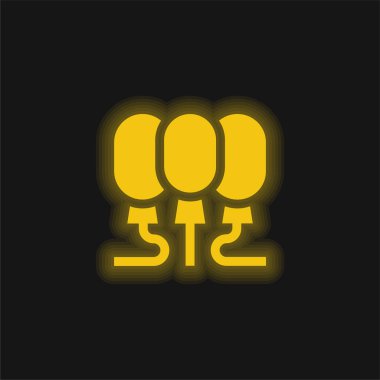 Balonlar sarı parlayan neon simgesi