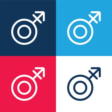 Androgyne blue and red four color minimal icon set clipart