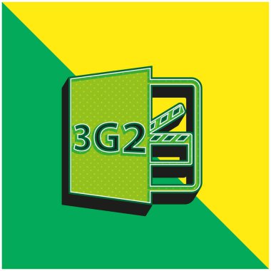3G2 Dosya Biçimi Yeşil ve Sarı 3d vektör simgesi
