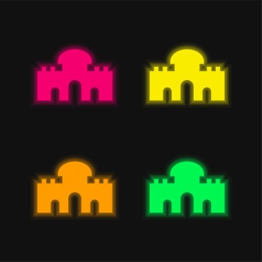 Alcala Gate four color glowing neon vector icon clipart
