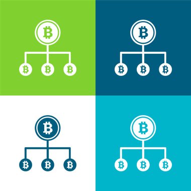 Bitcoin Down Çizgisel Düz Düz Renk simgesi seti