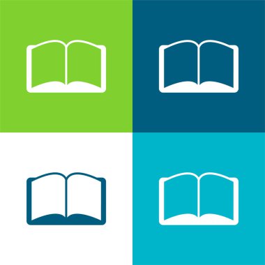 Kitap Açılmış Simetrik Şekil Düz Dört Renk minimal simgesi kümesi