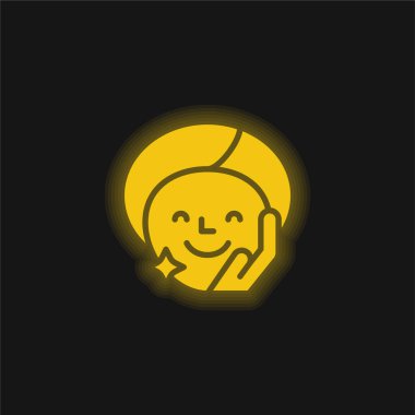 Güzellik Tedavisi Sarı parlak neon simgesi