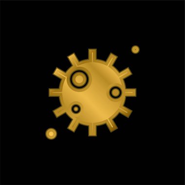 Bakteri altın kaplama metalik simge veya logo vektörü