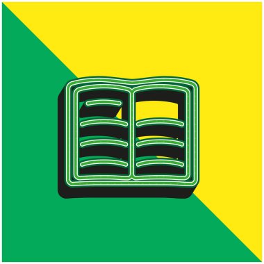 Book Of Text Opened Outline Green and yellow modern 3d vector icon logo clipart