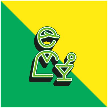 Barmen Yeşil ve Sarı Modern 3D vektör simgesi logosu