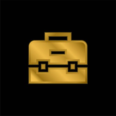 Evrak çantası altın kaplama metalik simge veya logo vektörü
