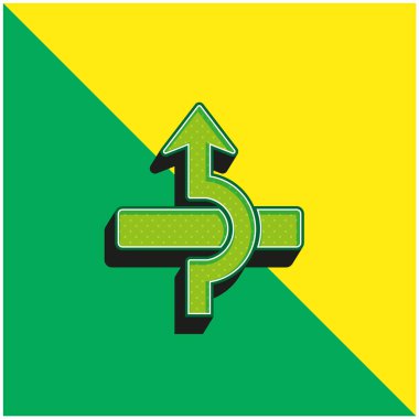 Bir Dikdörtgen Element Yeşil ve Sarı 3D vektör simgesi üzerinde ok