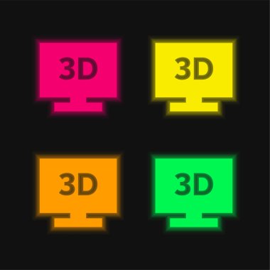 3d dört renk parlayan neon vektör simgesi