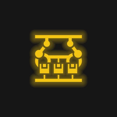 Assembling yellow glowing neon icon clipart