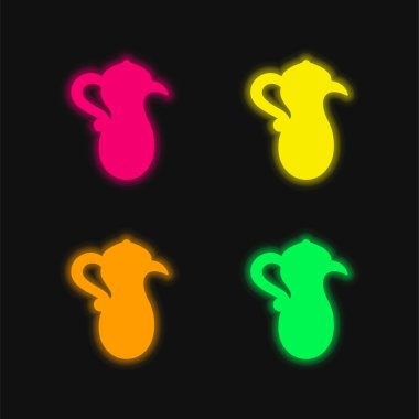 Arap Çaydanlığı dört renk parlayan neon vektör simgesi