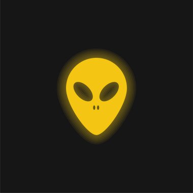 Uzaylı Yüzü Sarı Parlayan Neon simgesi
