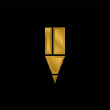 Siyah Kalem Ucu Altın Kaplama Metal Simge veya logo Vektörü