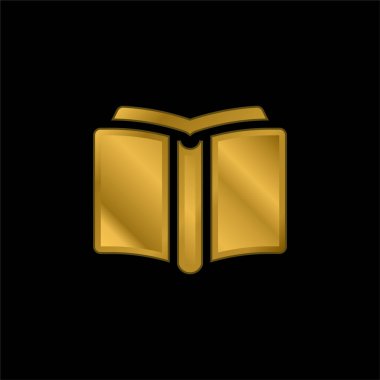 Kitap altın kaplamalı metalik simge veya logo vektörü