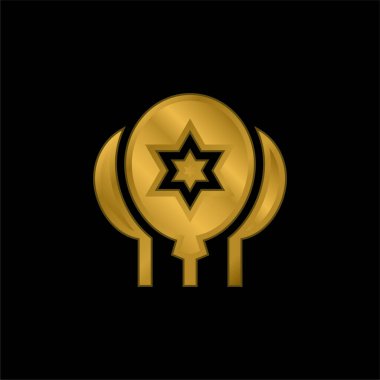 Balonlar altın kaplama metalik simge veya logo vektörü