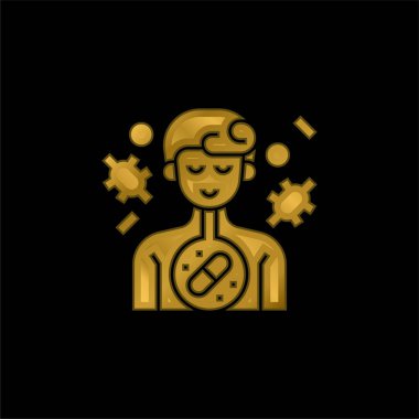 Antibiyotik altın kaplama metalik simge veya logo vektörü