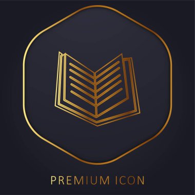 Book Black Açılmış Sayfalar Altın Satır prim logosu veya simgesi