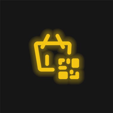 Barkod sarı parlayan neon simgesi