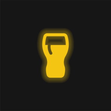 Bira kadehi sarı parlak neon ikon