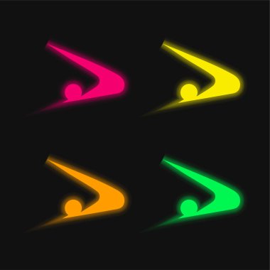 Akita Japon Bayrakları dört renkli neon vektör simgesi