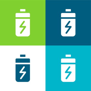 Batarya Düz 4 renk en küçük simge seti