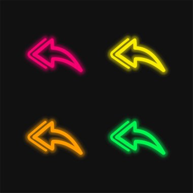 Arka El Çizilmiş Ok dört renk parlayan neon vektör simgesi