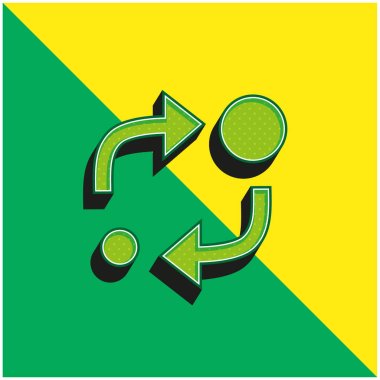 İkisi arasında yeşil ve sarı 3D vektör logosu olan iki farklı boyutta iki dairenin analiz sembolü