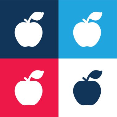 Elma mavisi ve kırmızı dört renk minimal simge kümesi