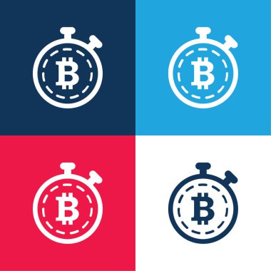 Bitcoin Sembolü Bir Zamanlayıcı Değişkeni içinde mavi ve kırmızı en az dört renk simgesi