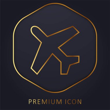 Uçak altın çizgisi prim logosu veya simgesi