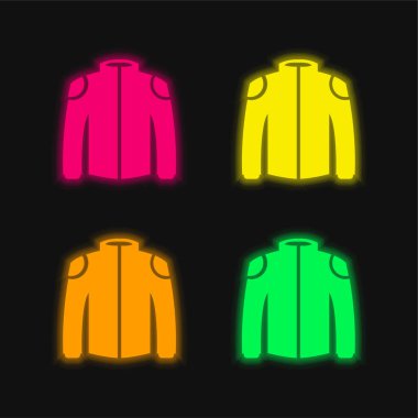 Siyah Ceket dört renk parlayan neon vektör simgesi